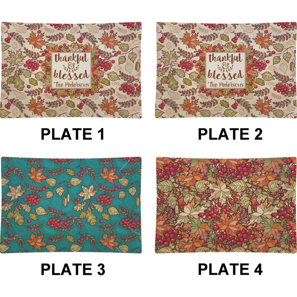 Thanksgiving Quotes and Sayings Set of Rectangular Appetizer / Dessert Plates (Approval)