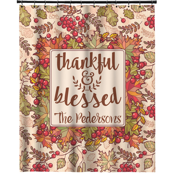 Custom Thankful & Blessed Extra Long Shower Curtain - 70"x84" (Personalized)