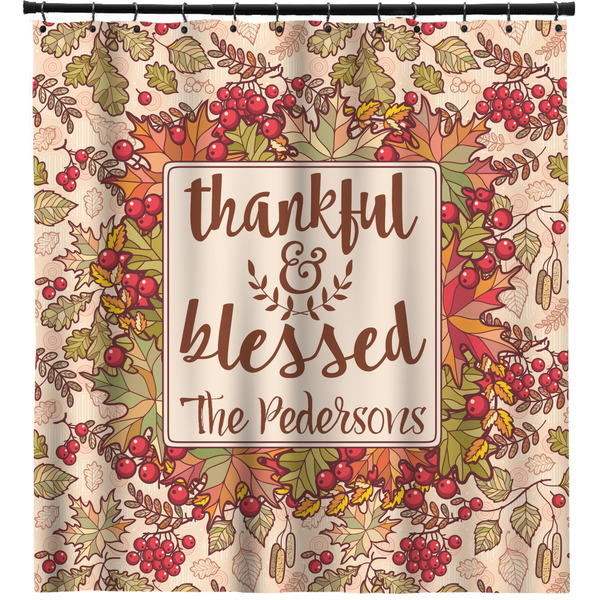 Custom Thankful & Blessed Shower Curtain - 71" x 74" (Personalized)