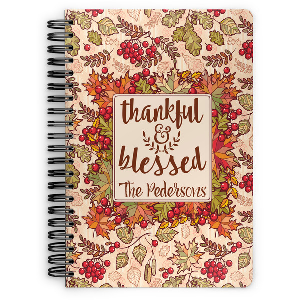 Custom Thankful & Blessed Spiral Notebook - 7x10 w/ Name or Text
