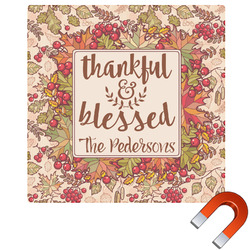 Thankful & Blessed Square Car Magnet - 10" (Personalized)