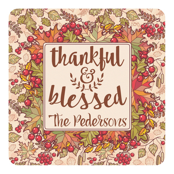 Custom Thankful & Blessed Square Decal - Small (Personalized)