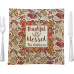 Thankful & Blessed 9.5" Glass Square Lunch / Dinner Plate- Single or Set of 4 (Personalized)
