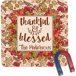Thankful & Blessed Square Fridge Magnet (Personalized)