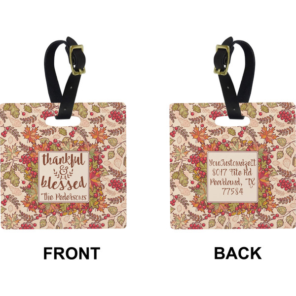 Thanksgiving Quotes and Sayings Square Luggage Tag (Front + Back)