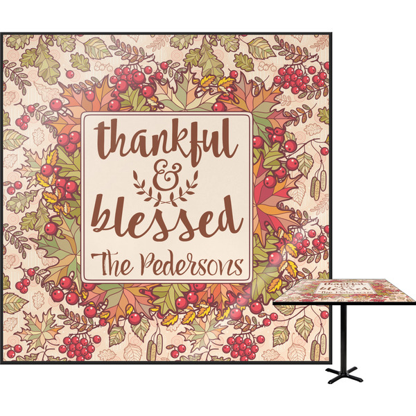 Custom Thankful & Blessed Square Table Top (Personalized)
