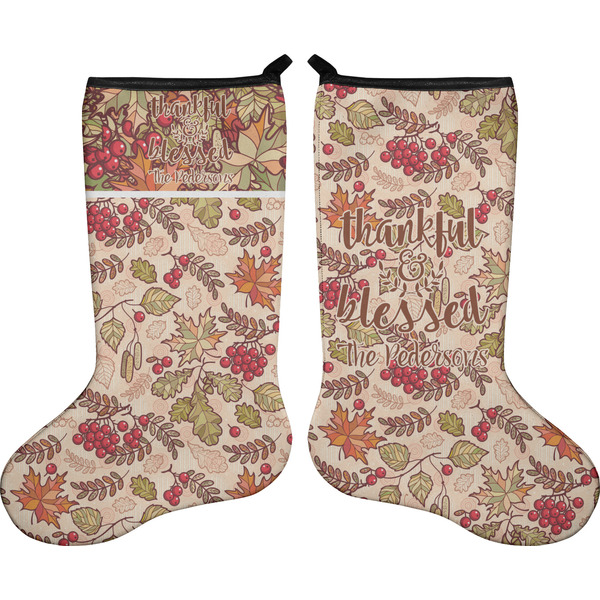 Custom Thankful & Blessed Holiday Stocking - Double-Sided - Neoprene (Personalized)