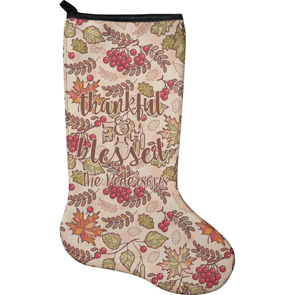 Custom Thankful & Blessed Holiday Stocking - Neoprene (Personalized)