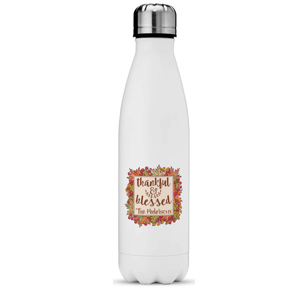 Custom Thankful & Blessed Water Bottle - 17 oz. - Stainless Steel - Full Color Printing (Personalized)