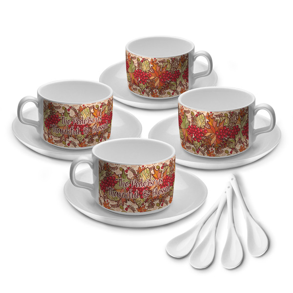 Custom Thankful & Blessed Tea Cup - Set of 4 (Personalized)