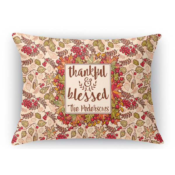 Custom Thankful & Blessed Rectangular Throw Pillow Case (Personalized)