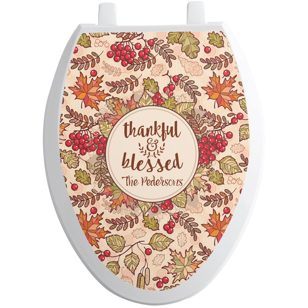 Custom Thankful & Blessed Toilet Seat Decal - Elongated (Personalized)