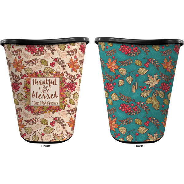 Thanksgiving Quotes and Sayings Trash Can Black - Front and Back - Apvl