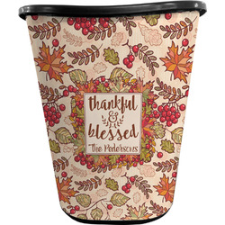 Thankful & Blessed Waste Basket - Double Sided (Black) (Personalized)