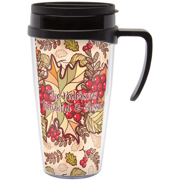 Custom Thankful & Blessed Acrylic Travel Mug with Handle (Personalized)
