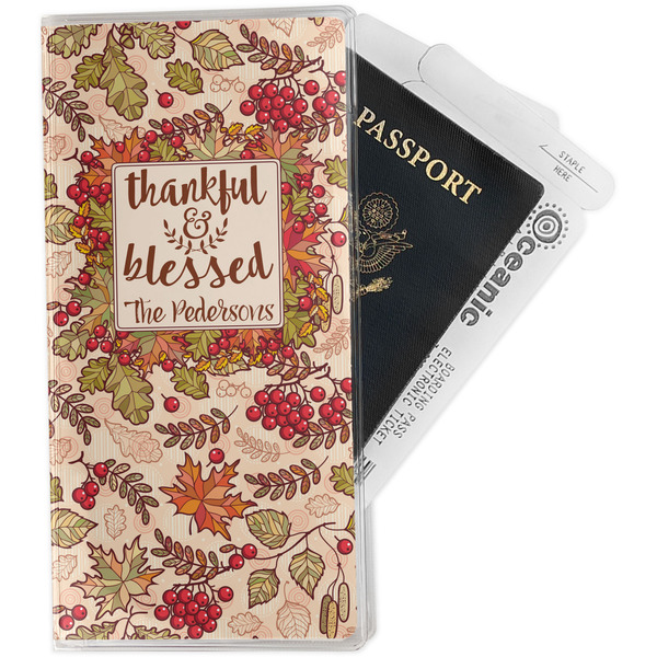 Custom Thankful & Blessed Travel Document Holder