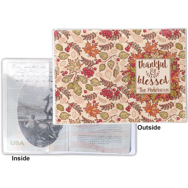 Thanksgiving Quotes and Sayings Vinyl Passport Holder - Flat Front and Back