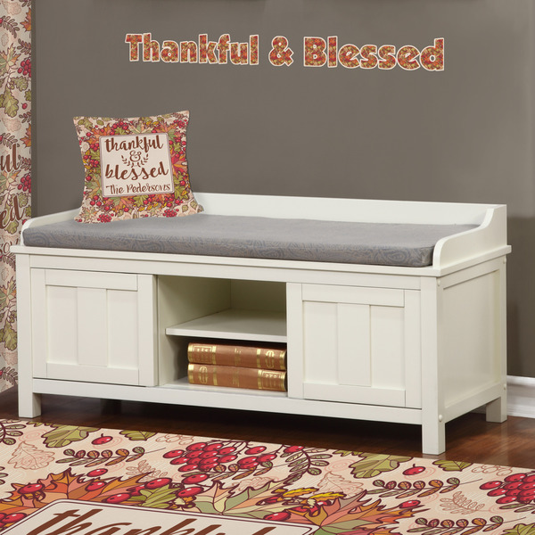 Thanksgiving Quotes and Sayings Wall Name Decal Above Storage bench