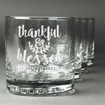 Thankful & Blessed Whiskey Glasses (Set of 4) (Personalized)