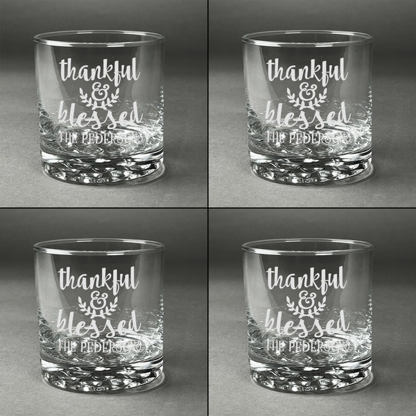 Thanksgiving Quotes and Sayings Whiskey Glasses - Set of 4 all Engraved