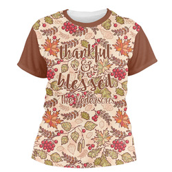 Thankful & Blessed Women's Crew T-Shirt - X Small (Personalized)
