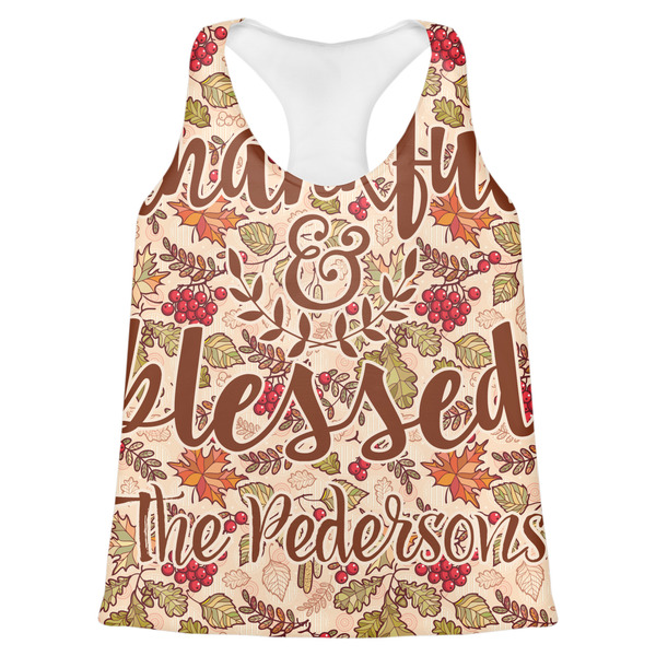Custom Thankful & Blessed Womens Racerback Tank Top - Large (Personalized)