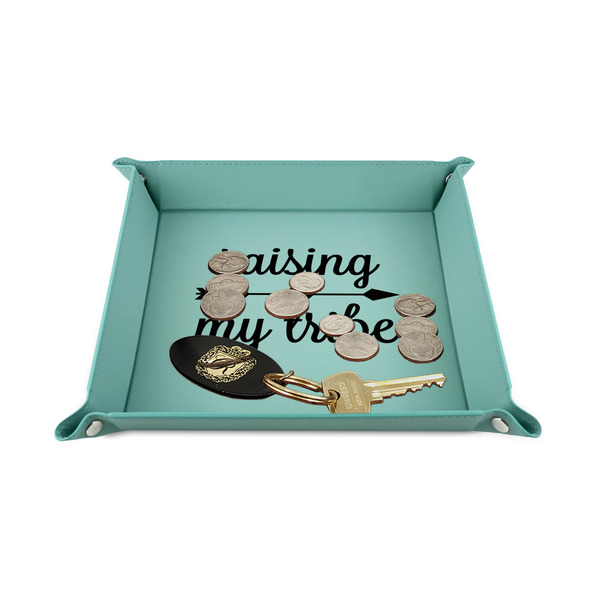 Tribe Quotes 6" x 6" Teal Leatherette Snap Up Tray - STYLED