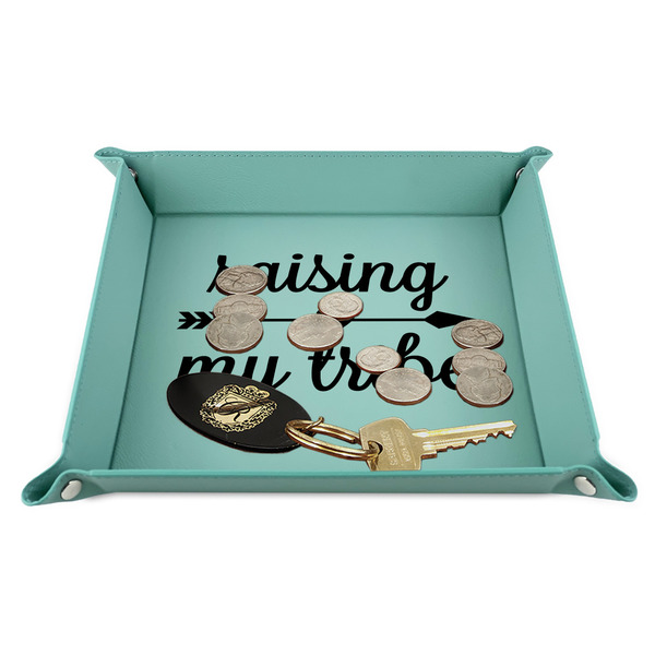 Tribe Quotes 9" x 9" Teal Leatherette Snap Up Tray - STYLED