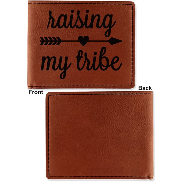 Tribe Quotes Cognac Leatherette Bifold Wallets - Front and Back Single Sided - Apvl