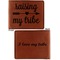 Tribe Quotes Cognac Leatherette Bifold Wallets - Front and Back