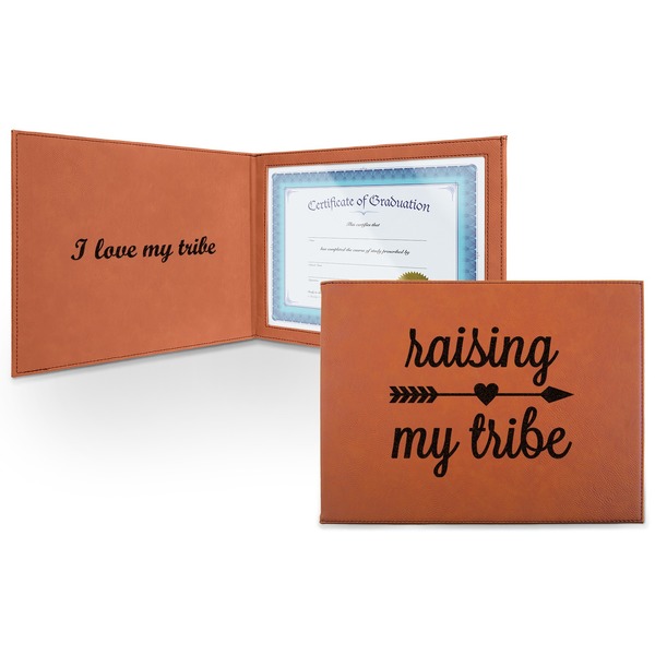 Custom Tribe Quotes Leatherette Certificate Holder - Front and Inside (Personalized)