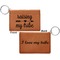 Tribe Quotes Cognac Leatherette Keychain ID Holders - Front and Back Apvl