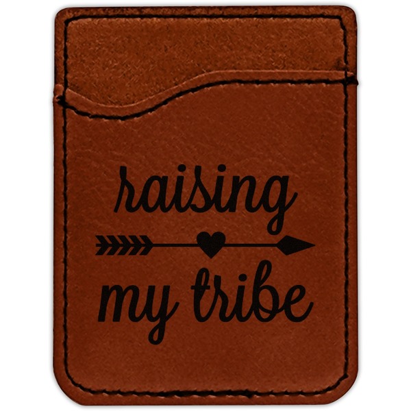 Tribe Quotes Cognac Leatherette Phone Wallet close up