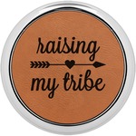 Tribe Quotes Leatherette Round Coaster w/ Silver Edge - Single or Set (Personalized)