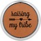 Tribe Quotes Cognac Leatherette Round Coasters w/ Silver Edge - Single