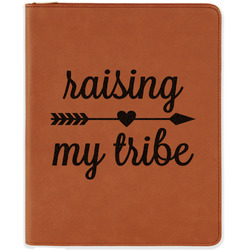 Tribe Quotes Leatherette Zipper Portfolio with Notepad - Single Sided
