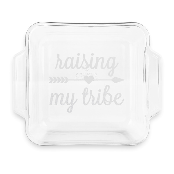 Custom Tribe Quotes Glass Cake Dish with Truefit Lid - 8in x 8in