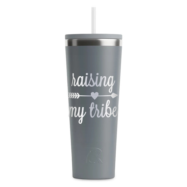 Custom Tribe Quotes RTIC Everyday Tumbler with Straw - 28oz - Grey - Double-Sided