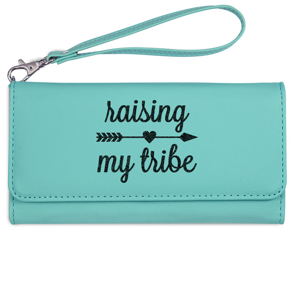 Custom Tribe Quotes Ladies Leatherette Wallet - Laser Engraved- Teal
