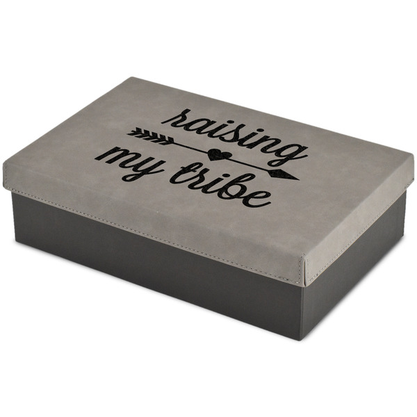 Custom Tribe Quotes Large Gift Box w/ Engraved Leather Lid