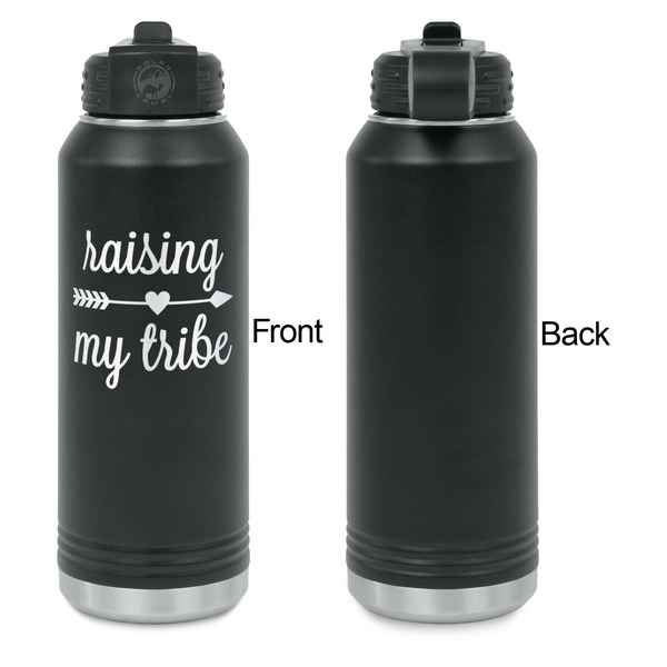 Tribe Quotes Laser Engraved Water Bottles - Front Engraving - Front & Back View