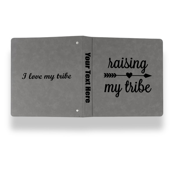 Tribe Quotes Leather Binder - 1" - Grey - Back Spine Front View