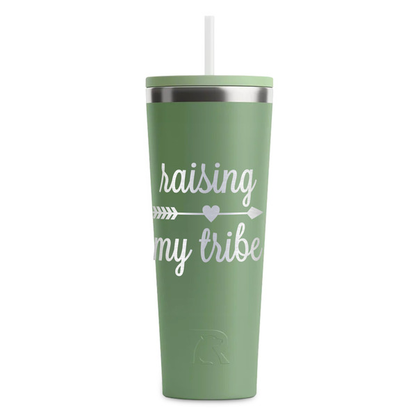 Custom Tribe Quotes RTIC Everyday Tumbler with Straw - 28oz - Light Green - Double-Sided