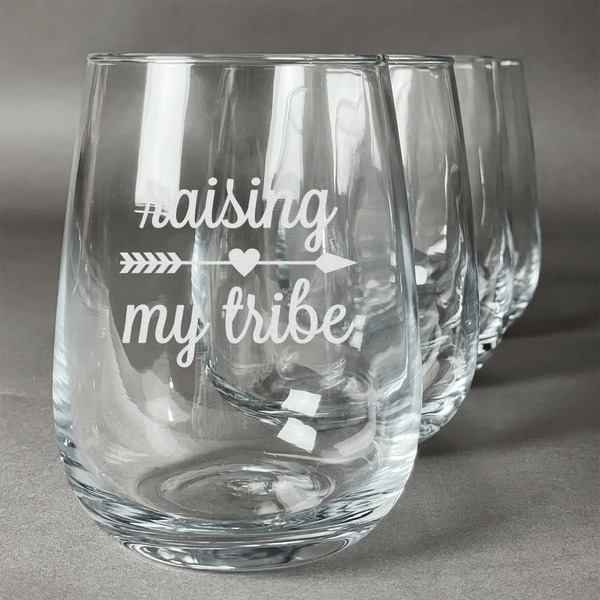 Custom Tribe Quotes Stemless Wine Glasses (Set of 4)
