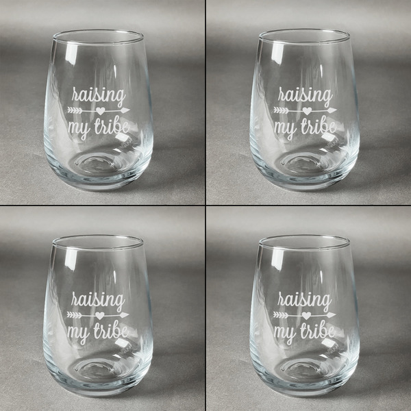 Tribe Quotes Set of Four Personalized Stemless Wineglasses (Approval)