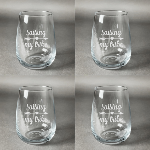 Tribe Quotes Set of Four Personalized Stemless Wineglasses (Approval)