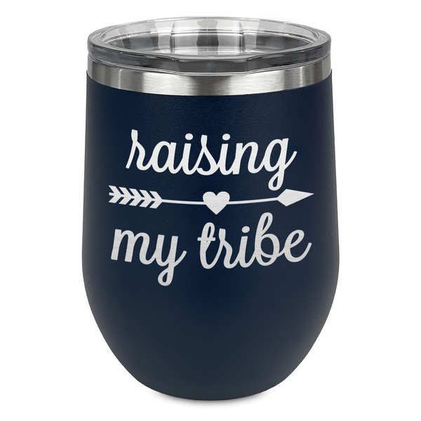Custom Tribe Quotes Stemless Stainless Steel Wine Tumbler - Navy - Single Sided