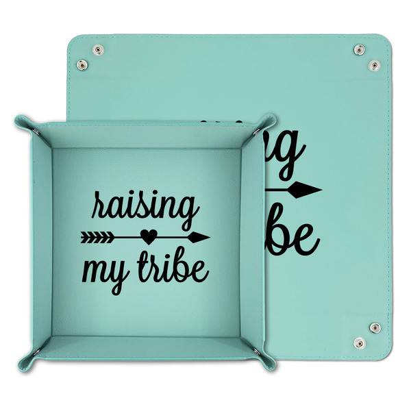 Tribe Quotes Teal Faux Leather Valet Trays - PARENT MAIN