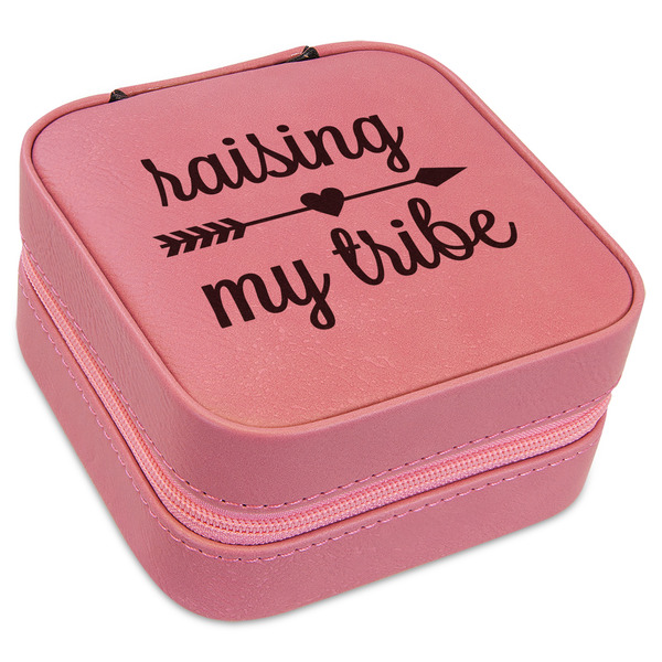 Custom Tribe Quotes Travel Jewelry Boxes - Pink Leather