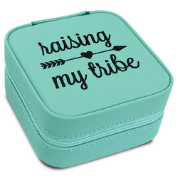 Tribe Quotes Travel Jewelry Box - Teal Leather